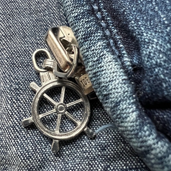 Alia Petites Nautical VEST Size 6P Cotton Spandex Sailboat Red White Blue Denim - Picture 7 of 8